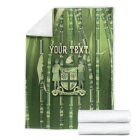 Personalised Fiji Language Week Sugarcane Masi Blanket Green Tapa Tribal Pattern DT05 - Polynesian Pride