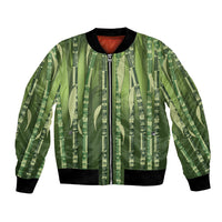 Personalised Fiji Language Week Sugarcane Masi Bomber Jacket Green Tapa Tribal Pattern DT05 Unisex Green - Polynesian Pride