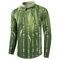 Personalised Fiji Language Week Sugarcane Masi Button Sweatshirt Green Tapa Tribal Pattern DT05 - Polynesian Pride