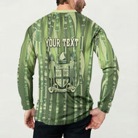 Personalised Fiji Language Week Sugarcane Masi Button Sweatshirt Green Tapa Tribal Pattern DT05 - Polynesian Pride
