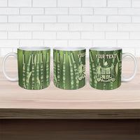 Personalised Fiji Language Week Sugarcane Masi Ceramic Mug Green Tapa Tribal Pattern DT05 - Polynesian Pride