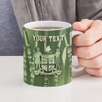 Personalised Fiji Language Week Sugarcane Masi Ceramic Mug Green Tapa Tribal Pattern DT05 - Polynesian Pride