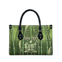 Personalised Fiji Language Week Sugarcane Masi Leather Bag Green Tapa Tribal Pattern DT05 - Polynesian Pride