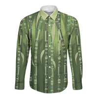 Personalised Fiji Language Week Sugarcane Masi Long Sleeve Button Shirt Green Tapa Tribal Pattern DT05 Unisex Green - Polynesian Pride