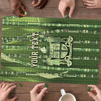 Personalised Fiji Language Week Sugarcane Masi Puzzle Green Tapa Tribal Pattern DT05 - Polynesian Pride