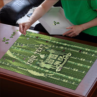 Personalised Fiji Language Week Sugarcane Masi Puzzle Green Tapa Tribal Pattern DT05 - Polynesian Pride