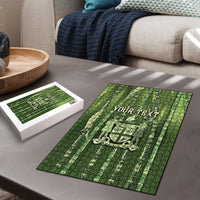Personalised Fiji Language Week Sugarcane Masi Puzzle Green Tapa Tribal Pattern DT05 - Polynesian Pride