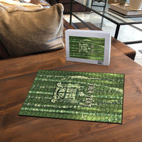 Personalised Fiji Language Week Sugarcane Masi Puzzle Green Tapa Tribal Pattern DT05 - Polynesian Pride