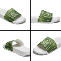 Personalised Fiji Language Week Sugarcane Masi Slide Sandals Green Tapa Tribal Pattern DT05 - Polynesian Pride