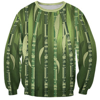 Personalised Fiji Language Week Sugarcane Masi Sweatshirt Green Tapa Tribal Pattern DT05 Unisex Green - Polynesian Pride
