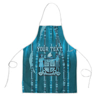 Personalised Fiji Language Week Sugarcane Masi Apron Blue Tapa Tribal Pattern DT05 Blue - Polynesian Pride