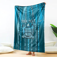 Personalised Fiji Language Week Sugarcane Masi Blanket Blue Tapa Tribal Pattern DT05 - Polynesian Pride