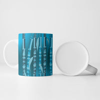 Personalised Fiji Language Week Sugarcane Masi Ceramic Mug Blue Tapa Tribal Pattern DT05 - Polynesian Pride
