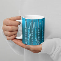 Personalised Fiji Language Week Sugarcane Masi Ceramic Mug Blue Tapa Tribal Pattern DT05 - Polynesian Pride