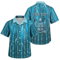 Personalised Fiji Language Week Sugarcane Masi Family Matching Mermaid Dress and Hawaiian Shirt Blue Tapa Tribal Pattern DT05 Son's Shirt Blue - Polynesian Pride