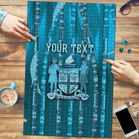 Personalised Fiji Language Week Sugarcane Masi Puzzle Blue Tapa Tribal Pattern DT05 Blue - Polynesian Pride