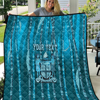 Personalised Fiji Language Week Sugarcane Masi Quilt Blue Tapa Tribal Pattern DT05 Blue - Polynesian Pride