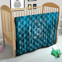 Personalised Fiji Language Week Sugarcane Masi Quilt Blue Tapa Tribal Pattern DT05 - Polynesian Pride