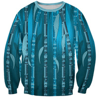 Personalised Fiji Language Week Sugarcane Masi Sweatshirt Blue Tapa Tribal Pattern DT05 Unisex Blue - Polynesian Pride