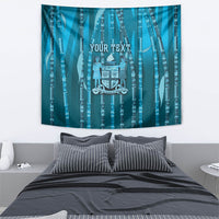 Personalised Fiji Language Week Sugarcane Masi Tapestry Blue Tapa Tribal Pattern DT05 - Polynesian Pride