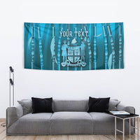 Personalised Fiji Language Week Sugarcane Masi Tapestry Blue Tapa Tribal Pattern DT05 - Polynesian Pride