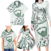 Aloha Hawaii Shaka Family Matching Long Sleeve Bodycon Dress and Hawaiian Shirt Hang Loose Mint Version DT05 - Polynesian Pride