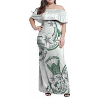 Aloha Hawaii Shaka Family Matching Off Shoulder Maxi Dress and Hawaiian Shirt Hang Loose Mint Version DT05 Mom's Dress Mint - Polynesian Pride