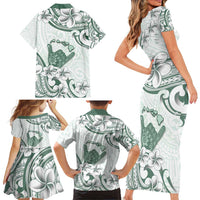 Aloha Hawaii Shaka Family Matching Short Sleeve Bodycon Dress and Hawaiian Shirt Hang Loose Mint Version DT05 - Polynesian Pride