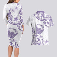 Aloha Hawaii Shaka Couples Matching Long Sleeve Bodycon Dress and Hawaiian Shirt Hang Loose Purple Version DT05 - Polynesian Pride