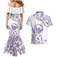 Aloha Hawaii Shaka Couples Matching Mermaid Dress and Hawaiian Shirt Hang Loose Purple Version DT05 - Polynesian Pride