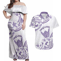 Aloha Hawaii Shaka Couples Matching Off Shoulder Maxi Dress and Hawaiian Shirt Hang Loose Purple Version DT05 Purple - Polynesian Pride