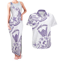 Aloha Hawaii Shaka Couples Matching Tank Maxi Dress and Hawaiian Shirt Hang Loose Purple Version DT05 Purple - Polynesian Pride