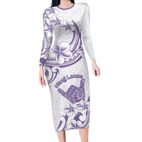 Aloha Hawaii Shaka Family Matching Long Sleeve Bodycon Dress and Hawaiian Shirt Hang Loose Purple Version DT05 Mom's Dress Purple - Polynesian Pride