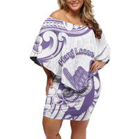 Aloha Hawaii Shaka Family Matching Off Shoulder Short Dress and Hawaiian Shirt Hang Loose Purple Version DT05 Mom's Dress Purple - Polynesian Pride