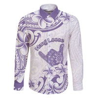Aloha Hawaii Shaka Family Matching Tank Maxi Dress and Hawaiian Shirt Hang Loose Purple Version DT05 Dad's Shirt - Long Sleeve Purple - Polynesian Pride