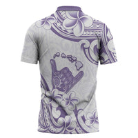 Aloha Hawaii Shaka Zipper Polo Shirt Hang Loose Purple Version - Polynesian Pride