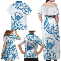 Aloha Hawaii Shaka Family Matching Off Shoulder Maxi Dress and Hawaiian Shirt Hang Loose Blue Version DT05 - Polynesian Pride