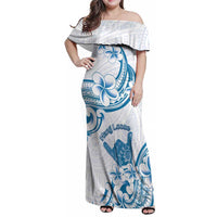 Aloha Hawaii Shaka Family Matching Off Shoulder Maxi Dress and Hawaiian Shirt Hang Loose Blue Version DT05 Mom's Dress Blue - Polynesian Pride