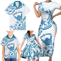Aloha Hawaii Shaka Family Matching Short Sleeve Bodycon Dress and Hawaiian Shirt Hang Loose Blue Version DT05 - Polynesian Pride