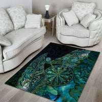 New Zealand Dart Area Rug Maori Fern With Paua Shell - Polynesian Pride