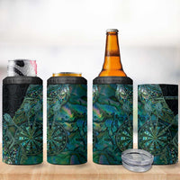 Personalised New Zealand Dart 4 in 1 Can Cooler Tumbler Maori Fern With Paua Shell DT05 - Polynesian Pride