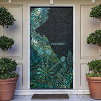 Personalised New Zealand Dart Door Cover Maori Fern With Paua Shell DT05 Green - Polynesian Pride