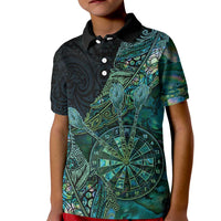 Personalised New Zealand Dart Kid Polo Shirt Maori Fern With Paua Shell DT05 Kid Green - Polynesian Pride