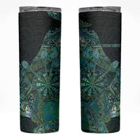 Personalised New Zealand Dart Skinny Tumbler Maori Fern With Paua Shell DT05 Green - Polynesian Pride