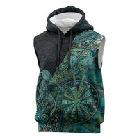 Personalised New Zealand Dart Sleeveless Hoodie Maori Fern With Paua Shell DT05 Green - Polynesian Pride