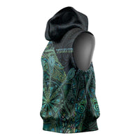 Personalised New Zealand Dart Sleeveless Hoodie Maori Fern With Paua Shell DT05 - Polynesian Pride