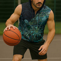 Personalised New Zealand Dart Sleeveless Zip Hoodie Maori Fern With Paua Shell DT05 - Polynesian Pride