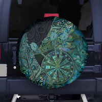 New Zealand Dart Spare Tire Cover Maori Fern With Paua Shell DT05 No hole Green - Polynesian Pride