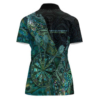 Personalised New Zealand Dart Women Polo Shirt Maori Fern With Paua Shell - Polynesian Pride