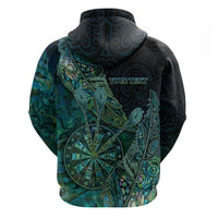 Personalised New Zealand Dart Zip Hoodie Maori Fern With Paua Shell DT05 - Polynesian Pride